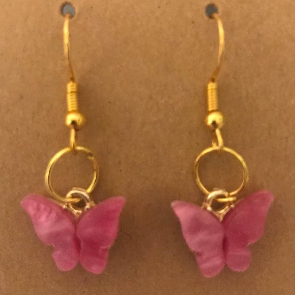 Pink Gold Butterfly Earrings